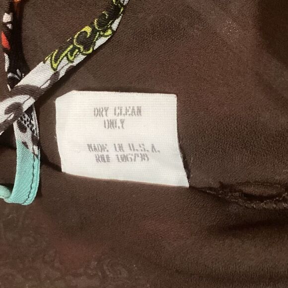 Lily A-Line Strap Brown Orange & Teal Patchwork Summer Midi Dress Size Large - Picture 9 of 11